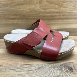 Dansko Lacee Rust Sandals Wedge Slip On Womens 9 EU 39 Burnished Leather Walking